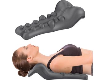 Nek- en Schouderrelaxer met Massagepunten Bovenrug - Halswervel Tractie voor TMJ Pijnverlichting & Cervicale Uitlijning, Grijs