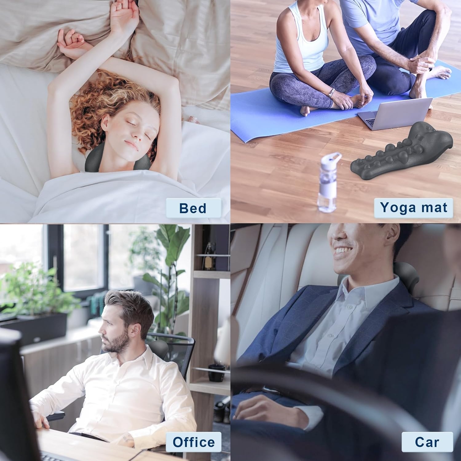 Nek- en Schouderrelaxer met Massagepunten Bovenrug - Halswervel Tractie voor TMJ Pijnverlichting & Cervicale Uitlijning, Grijs