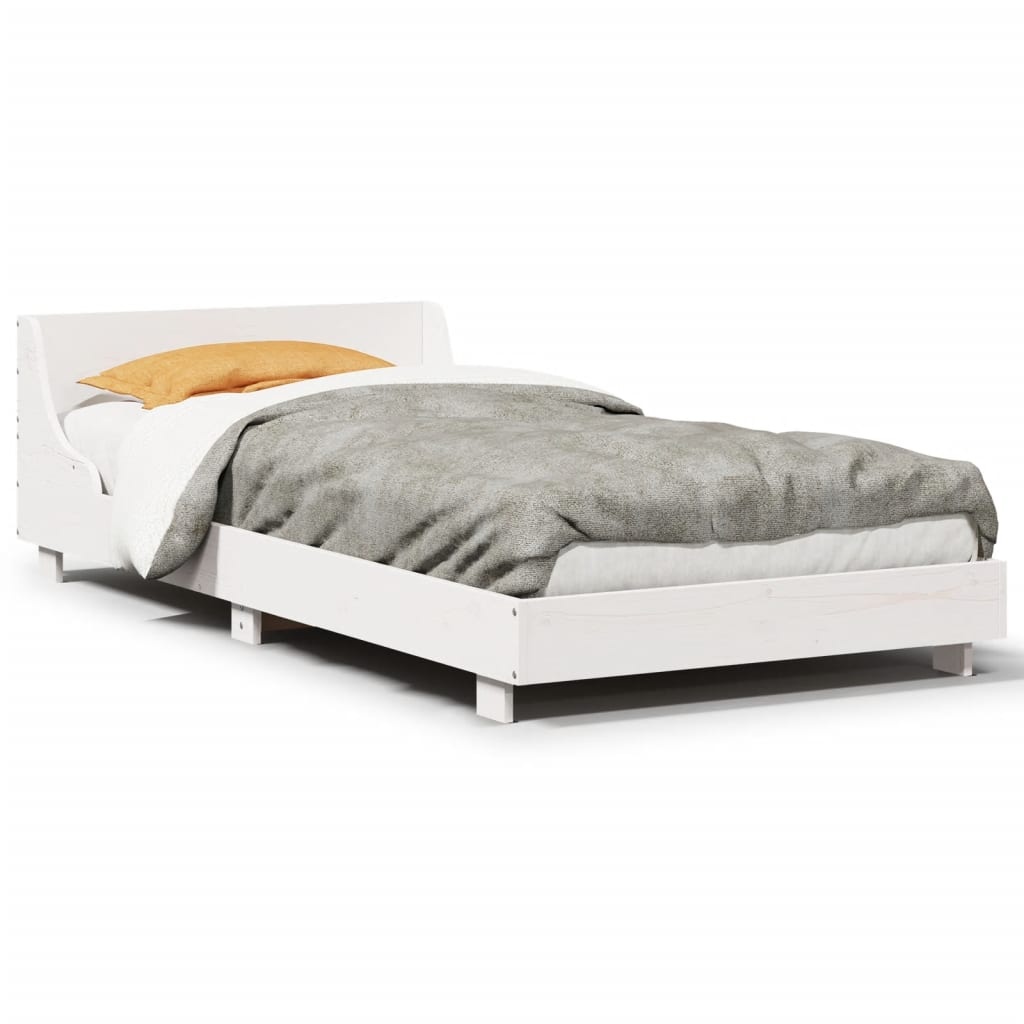 VidaXL Grenenhouten Bedframe Wit 140x200 cm - 65% Korting