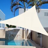Zonnezeil Driehoek 3x3x4.25m HDPE Crème Waterdoorlatend Ademend UV-bescherming