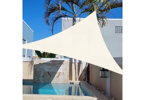 Zonnezeil Driehoek 3x3x4.25m HDPE Crème Waterdoorlatend Ademend UV-bescherming