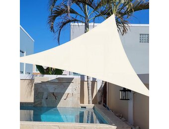 Zonnezeil Driehoek 3x3x4.25m HDPE Crème Waterdoorlatend Ademend UV-bescherming