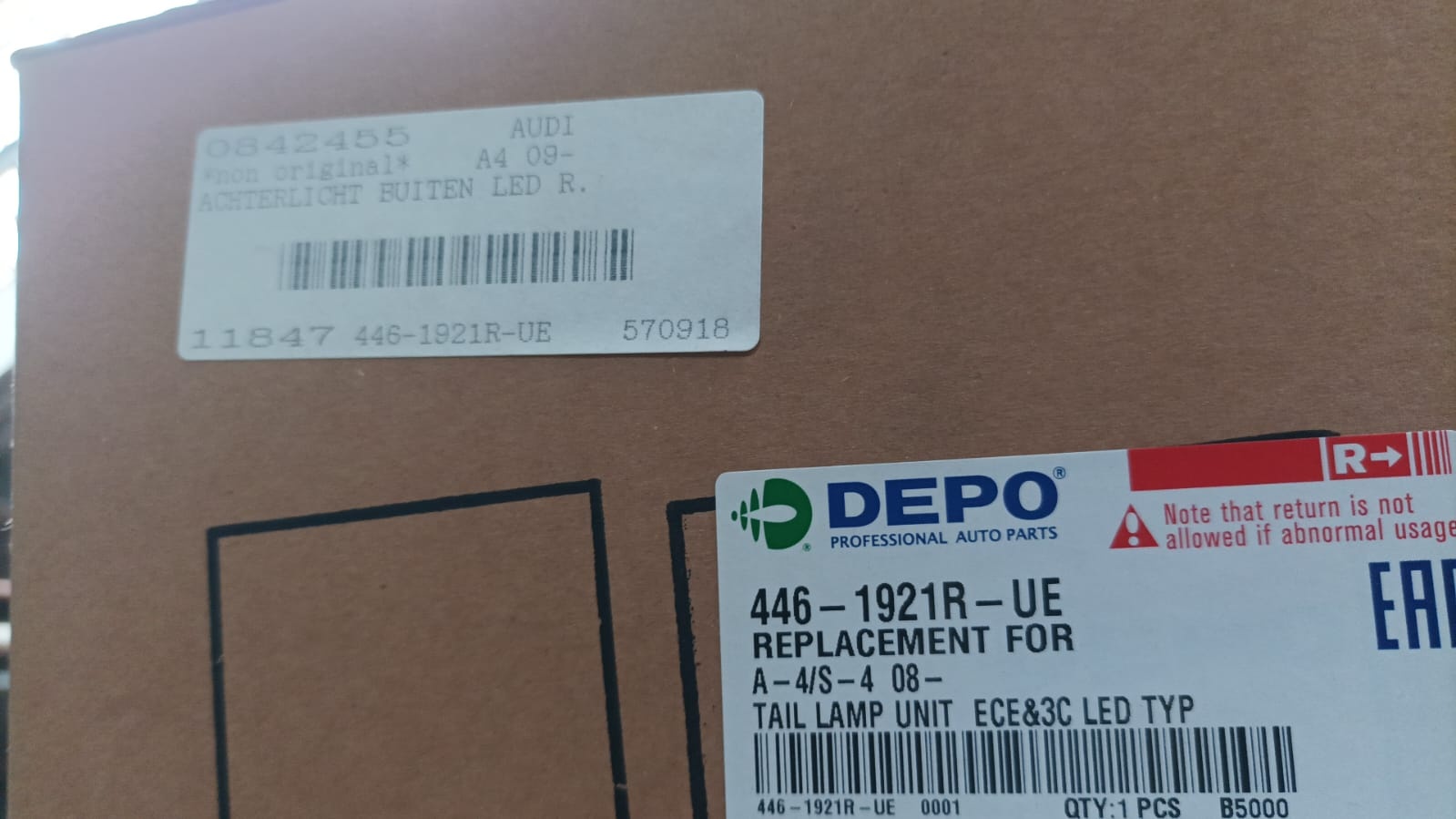 Achterlicht rechts buitenste deel voor Audi A4 B8 Sedan (2007-2015)