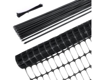 Ohuhu Begrenzingshek, mobiele omheining, 30 m lang, 1 m hoog, met 25 palen, fijnmazig hondenhek, afsluithek, insteekhek, klein dierennet, tuinhek, ideaal voor tuin, huis, binnenplaats, zwart