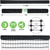 Ohuhu Begrenzingshek, mobiele omheining, 30 m lang, 1 m hoog, met 25 palen, fijnmazig hondenhek, afsluithek, insteekhek, klein dierennet, tuinhek, ideaal voor tuin, huis, binnenplaats, zwart