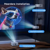 WOLFANG Mini Projector met Statief, 1080P Full HD Draagbare Telefoonprojector, Buiten Home Theater Filmprojector Compatibel met HDMI, USB, Smartphone, Tablet, PC, TV Stick, AV, Micro SD Kaart