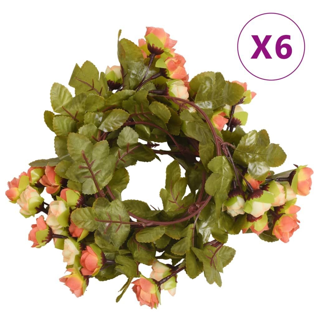 vidaXL Kerstslingers met Bloemen - 6 stuks, 215 cm, Zonsondergang Rood - 55% Korting!