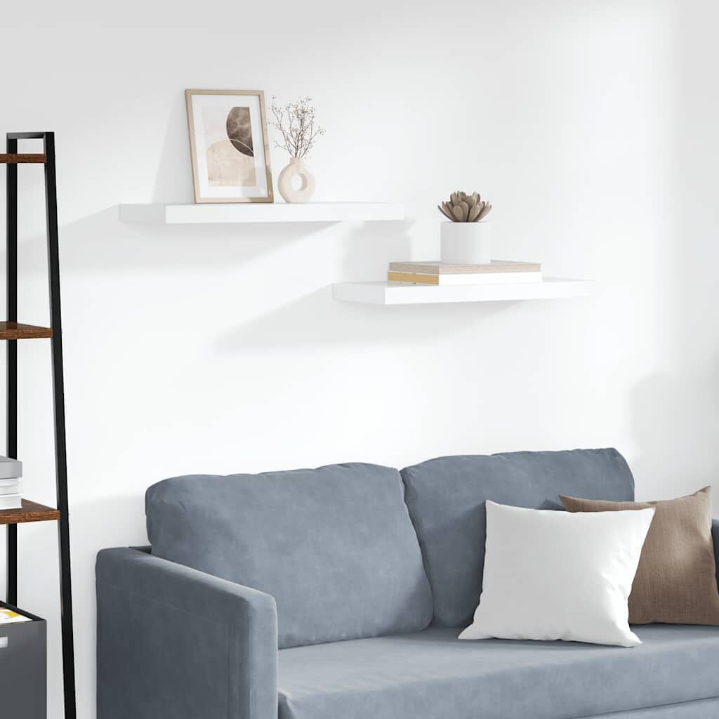 2 zwevende wandschappen - 60cm wit MDF met 72% korting
