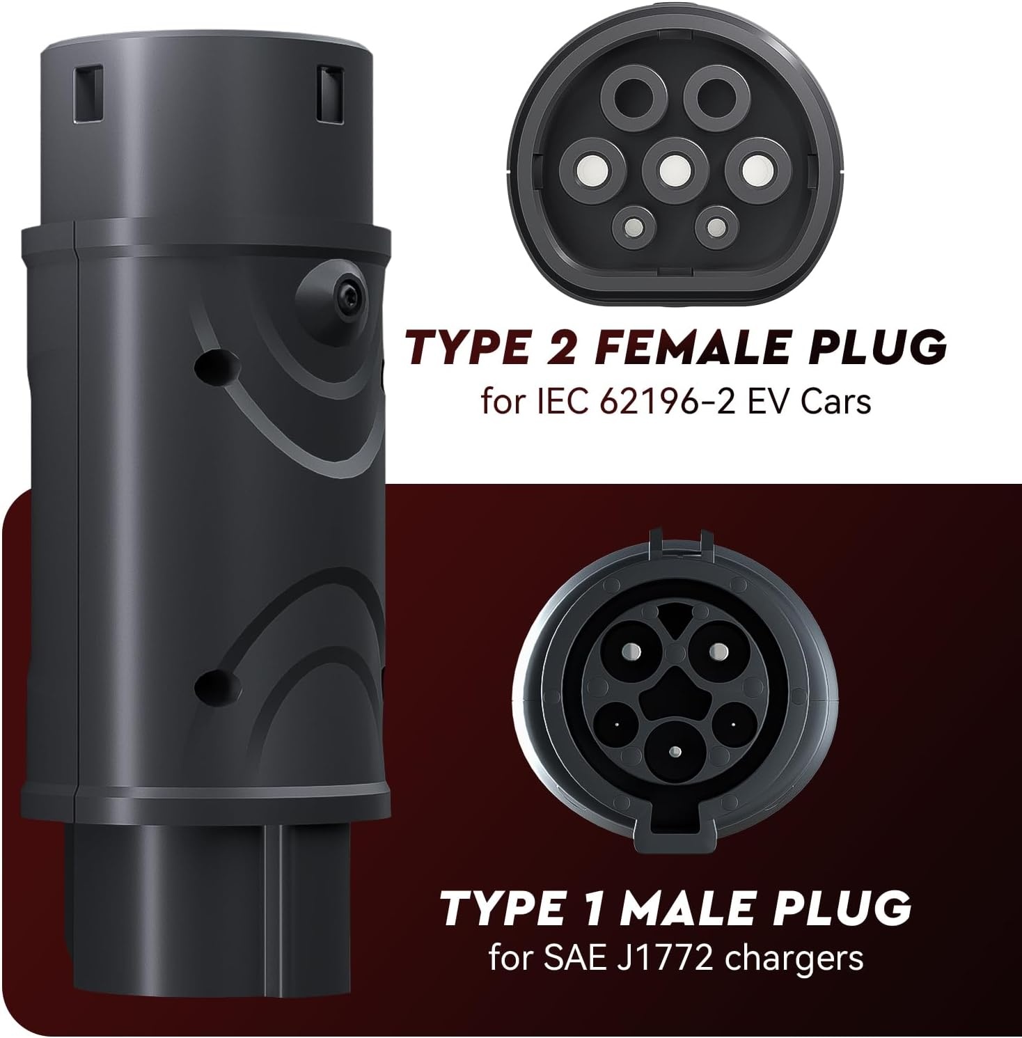 Oplaadadapter voor elektrische auto Type 1 naar Type 2 - 16A tot 32A