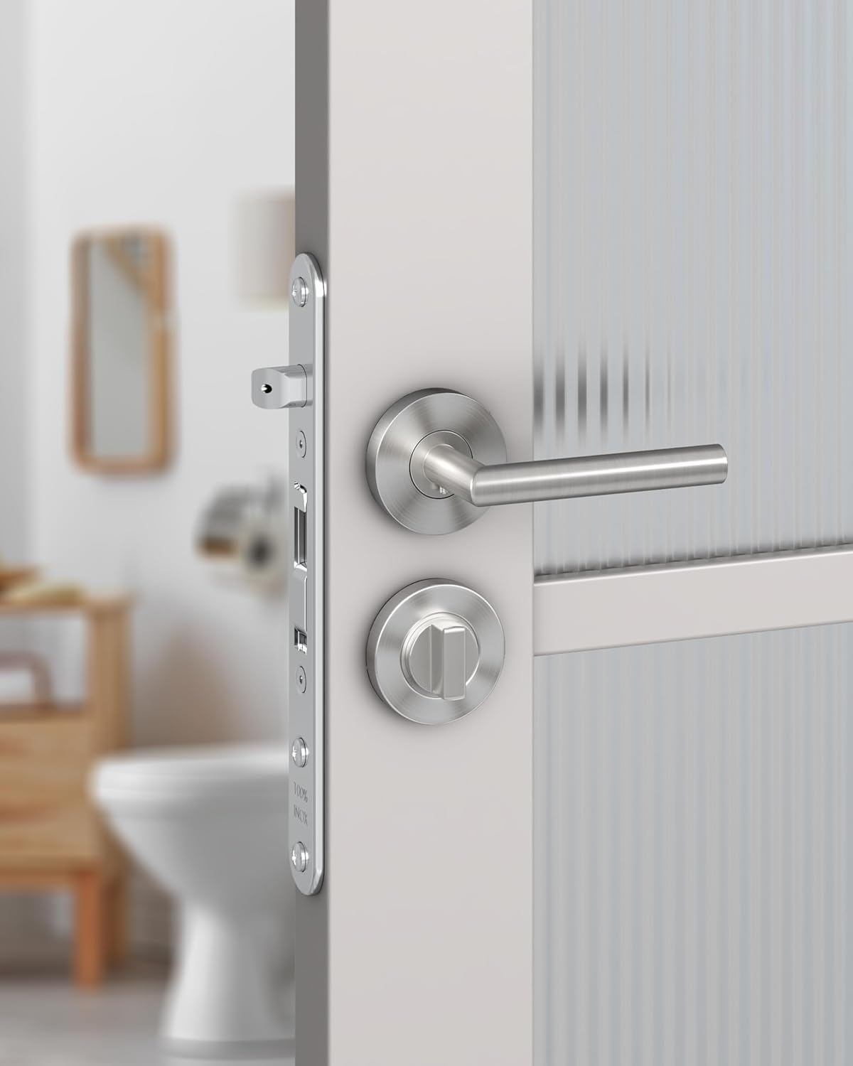 Badkamer Deurslot Deurgreep - Roestvrij Staal Geborsteld - 23% Korting