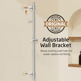 Douchstang RVS 100 cm, gepolijst, met verstelbare houder, voor boorvrije of schroefmontage