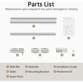 Douchstang RVS 100 cm, gepolijst, met verstelbare houder, voor boorvrije of schroefmontage