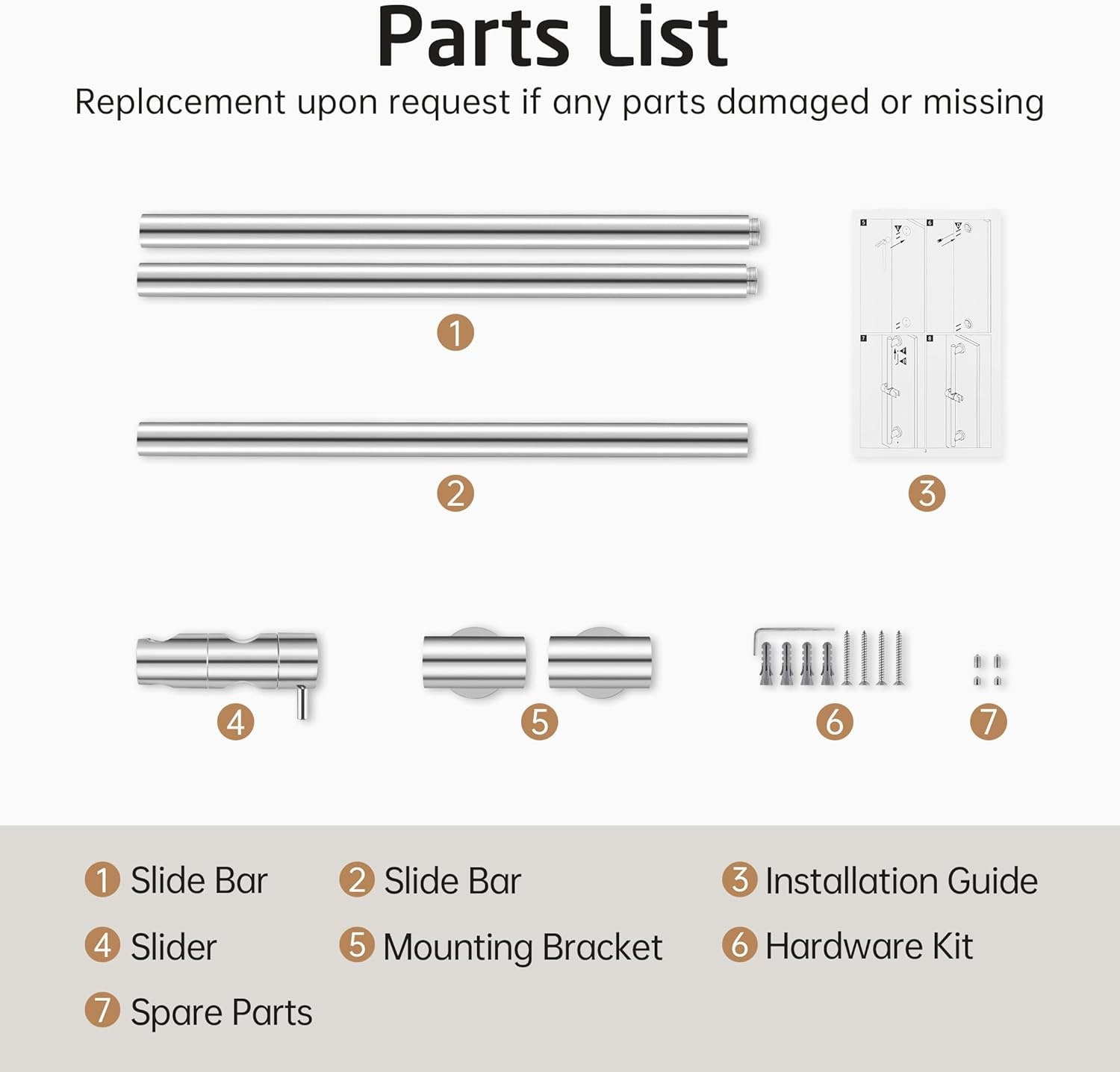 Douchstang RVS 100 cm, gepolijst, met verstelbare houder, voor boorvrije of schroefmontage