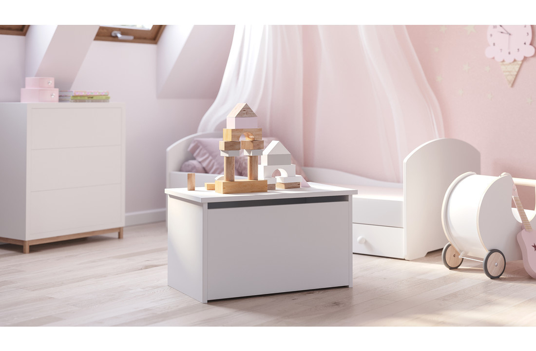 Speelgoedkist Wit Hout met Gasveer - 74% Korting!