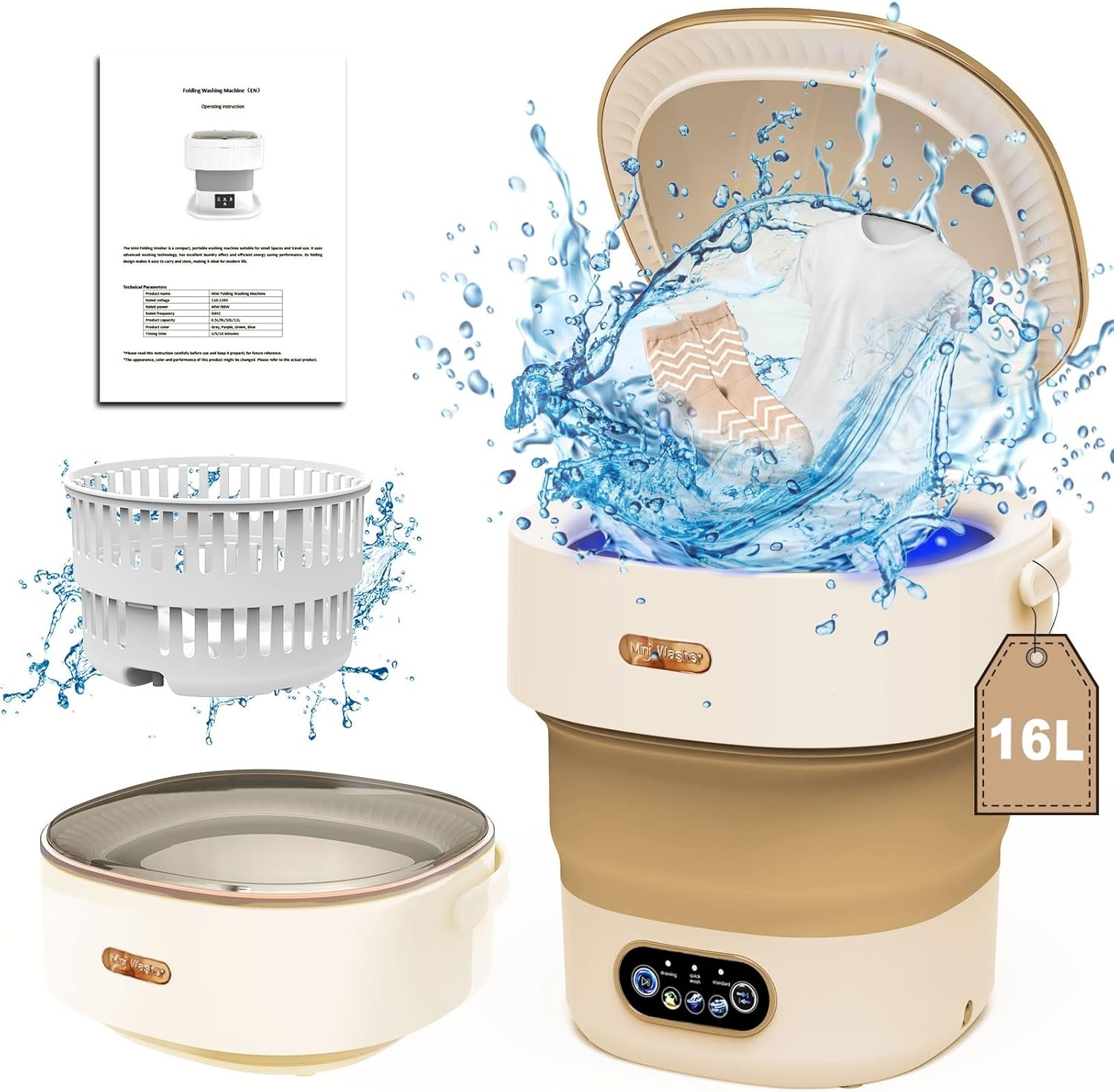 Opvouwbare Mini-wasmachine 15L - 36% Korting!
