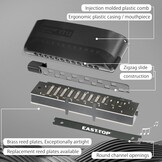 East Top Chromatische Harmonica ET12-BK Zwart | -48% Korting