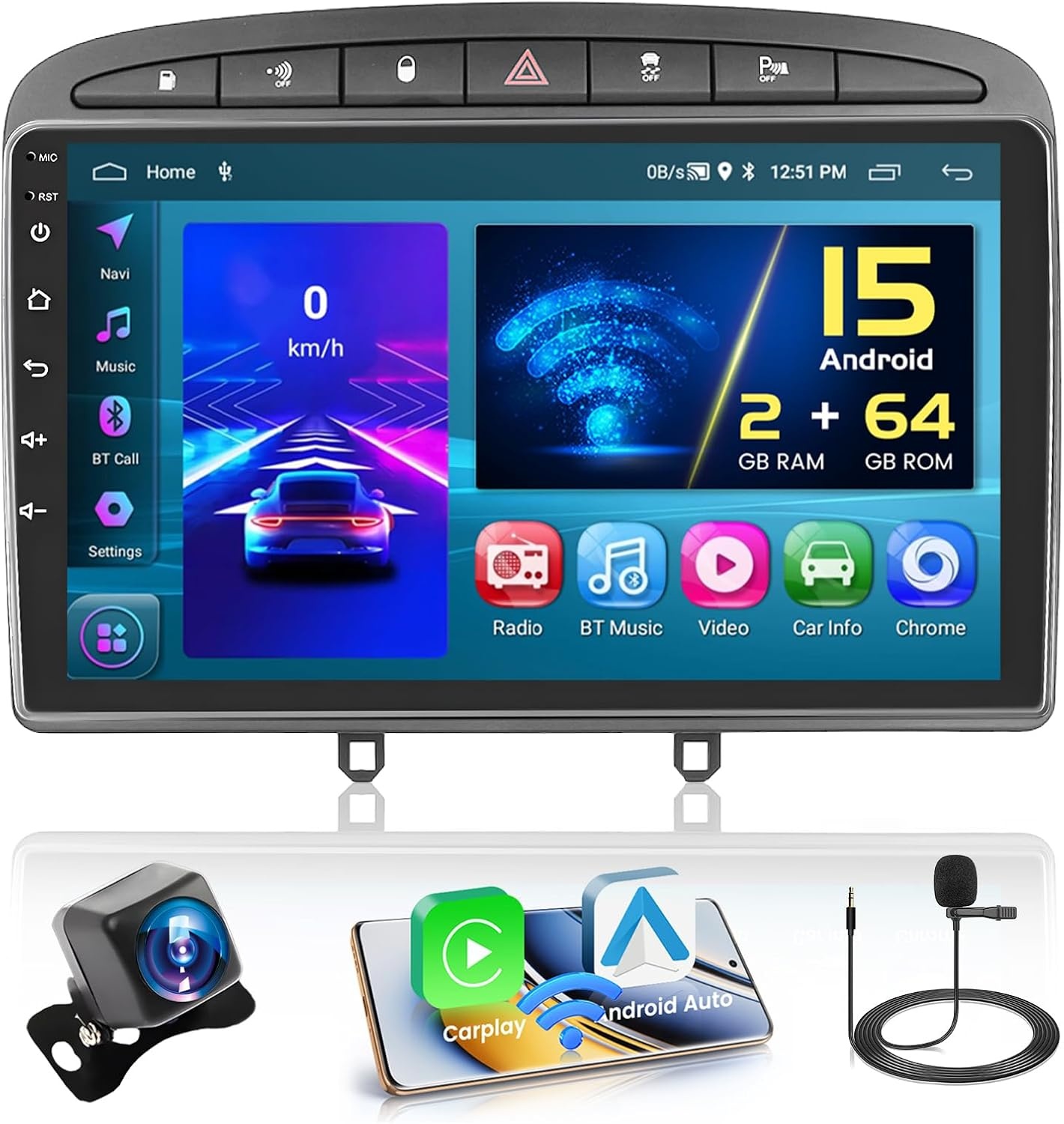 Autoradio Android 13 voor Peugeot 308/408 (2007-2015) - 41% Korting!