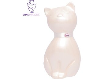 Handgemaakte Aluminium Kattenurn met Parelketting (21cm, 36% Korting!)