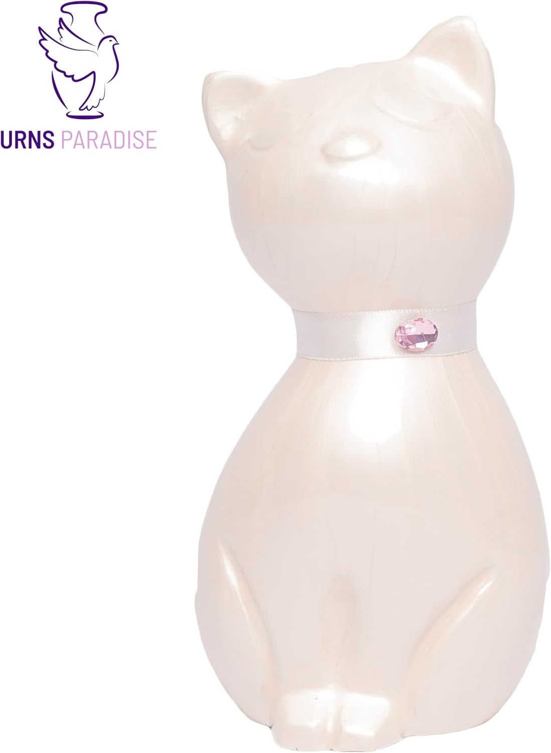 Handgemaakte Aluminium Kattenurn met Parelketting (21cm, 36% Korting!)