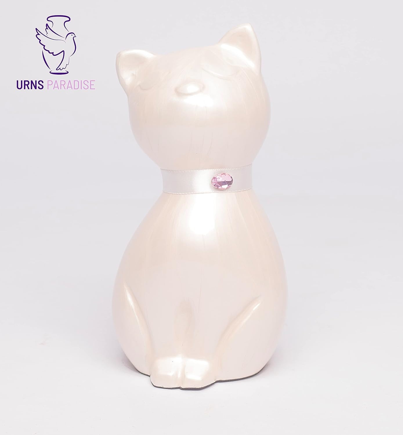 Handgemaakte Aluminium Kattenurn met Parelketting (21cm, 36% Korting!)