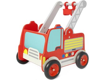 Houten Loopwagen Brandweerauto Rood | 52% Korting