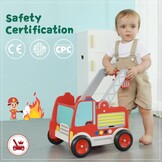 Houten Loopwagen Brandweerauto Rood | 52% Korting