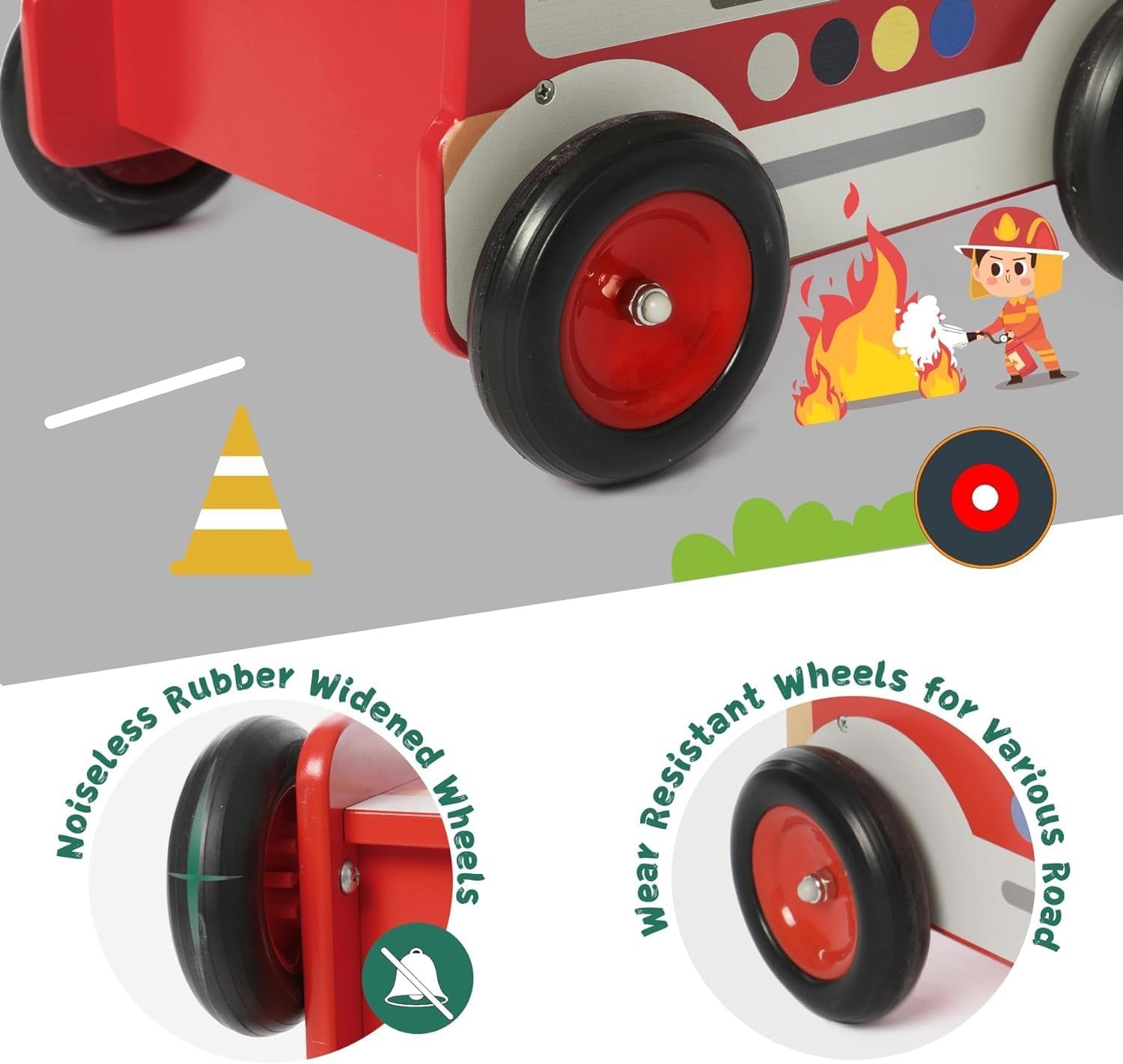 Houten Loopwagen Brandweerauto Rood 70% Korting!