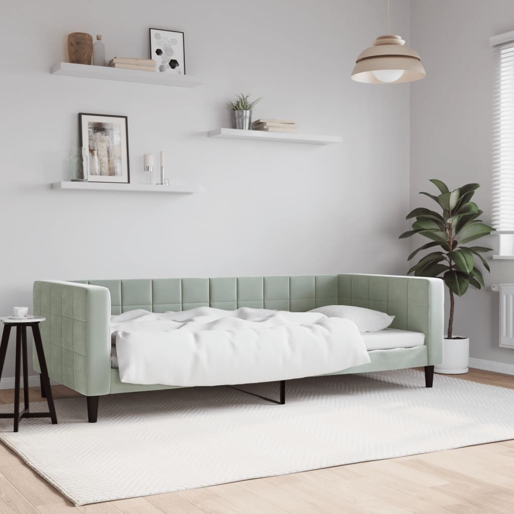 vidaXL Slaapbank Fluweel Lichtgrijs 90x200 cm | -48% Korting