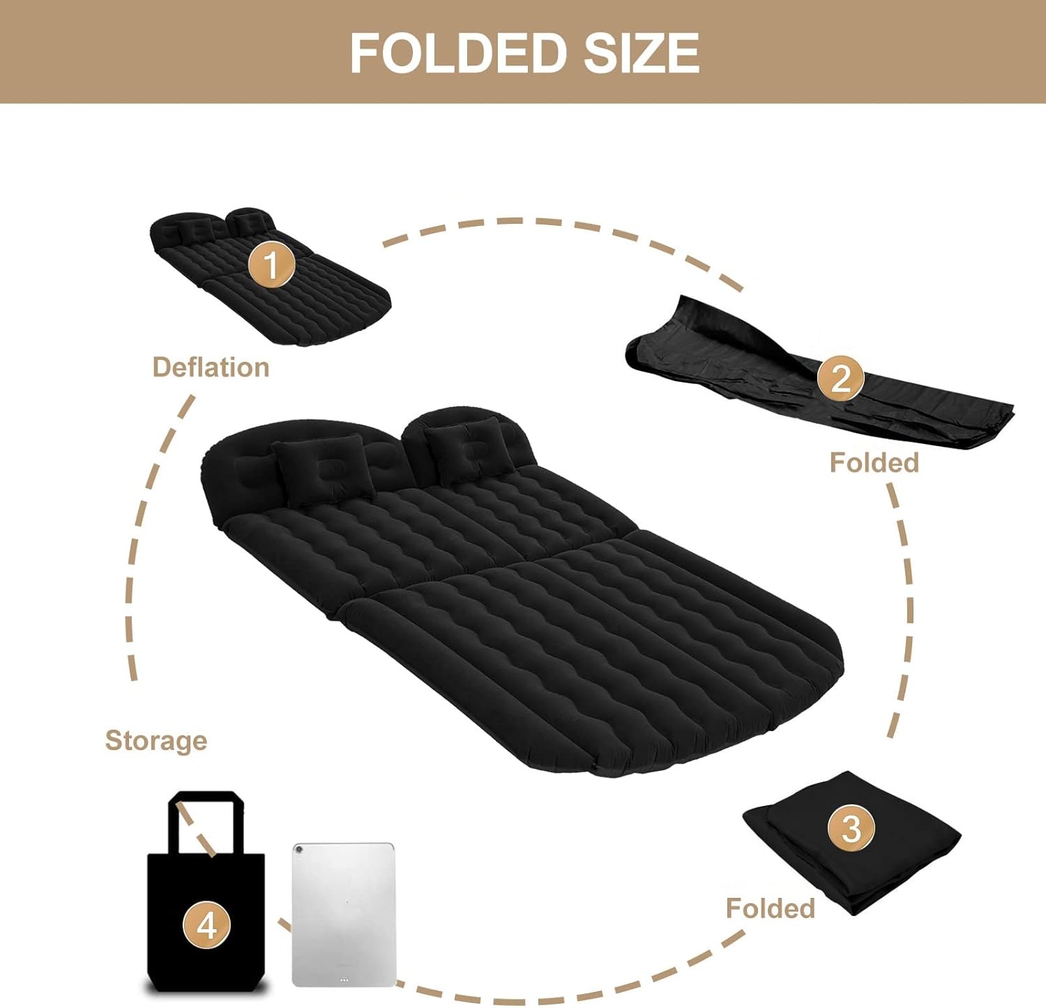 Luchtmatras SUV Achterbank - 40% Korting - Zwart