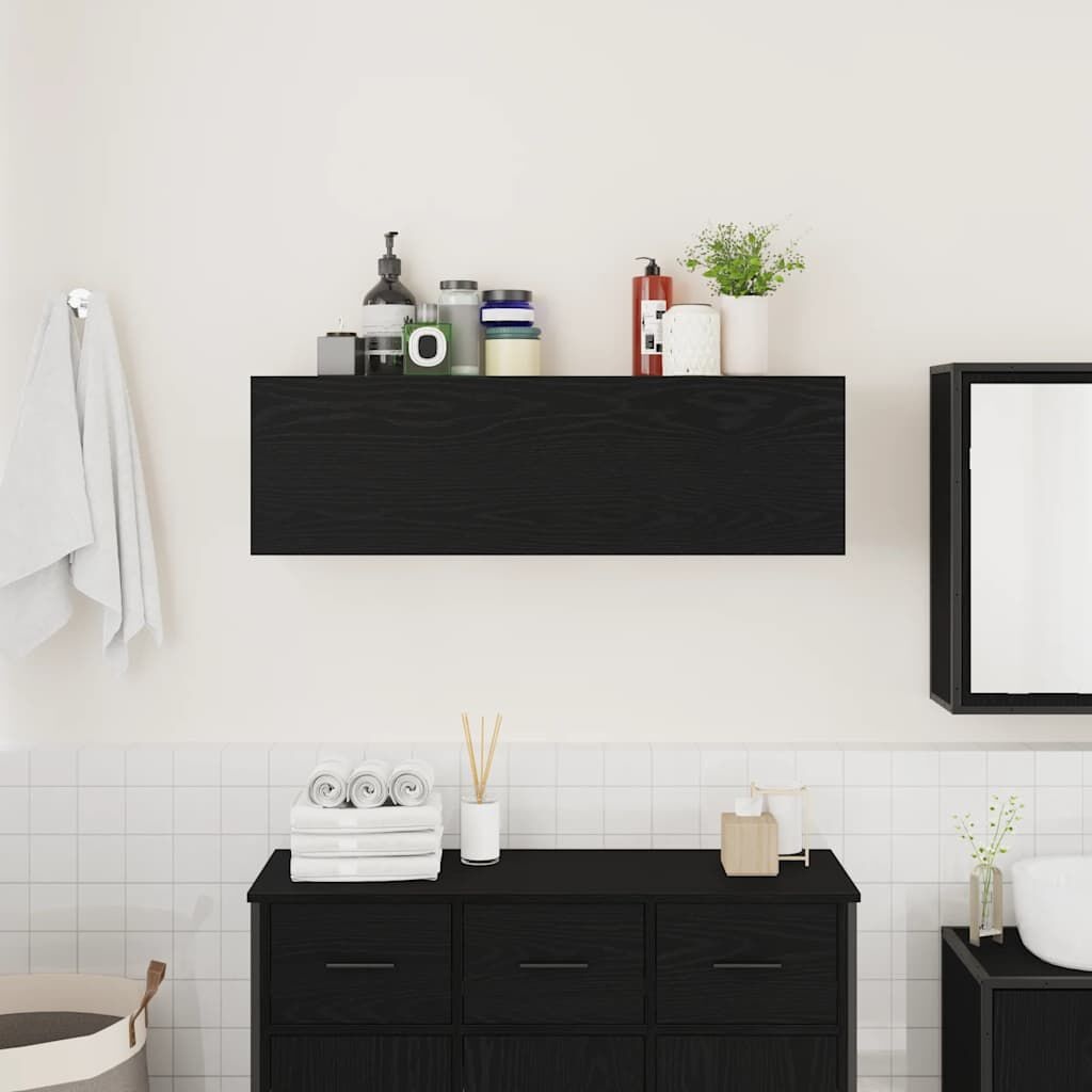 Zwarte Badkamerwandkast 100cm - Bewerk Hout