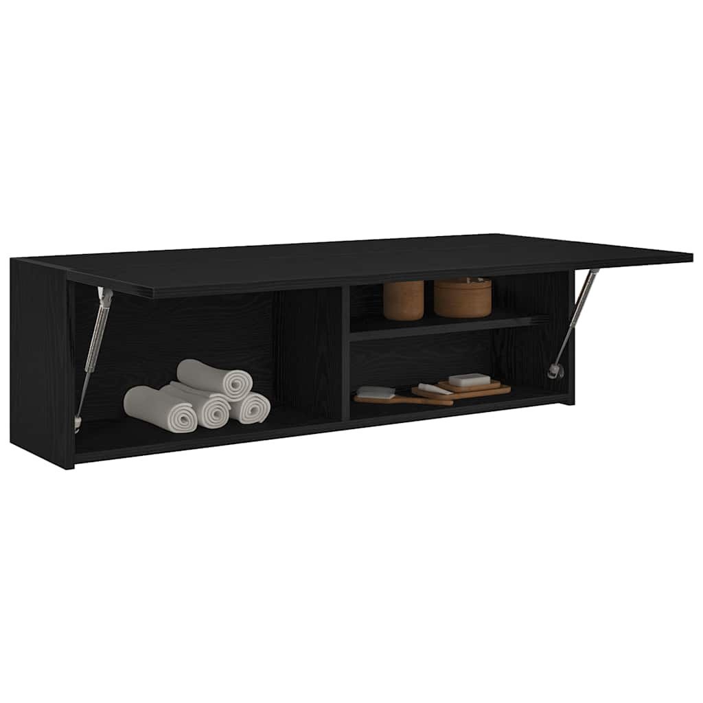 Zwarte Badkamerwandkast 100cm - Bewerk Hout