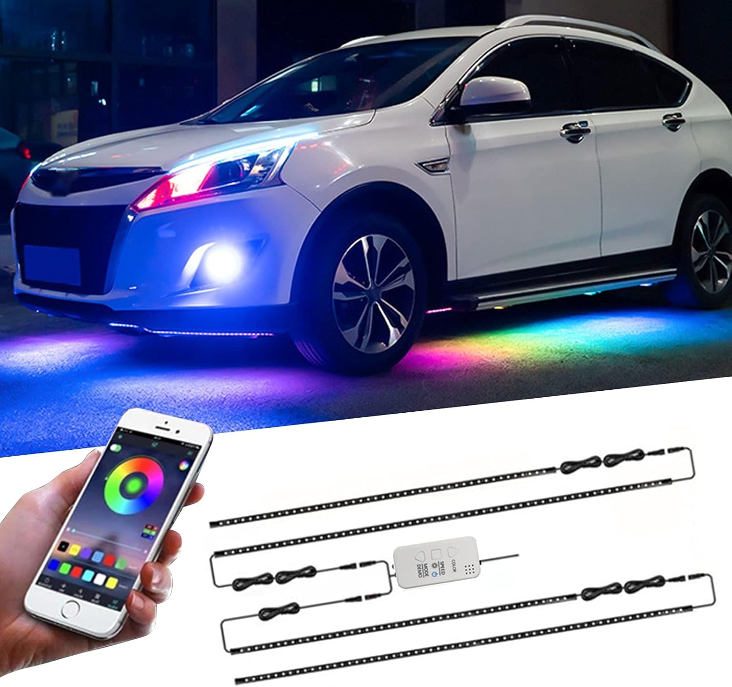LED Auto Ondervloerlamp 50% Korting | 16 Miljoen Kleuren