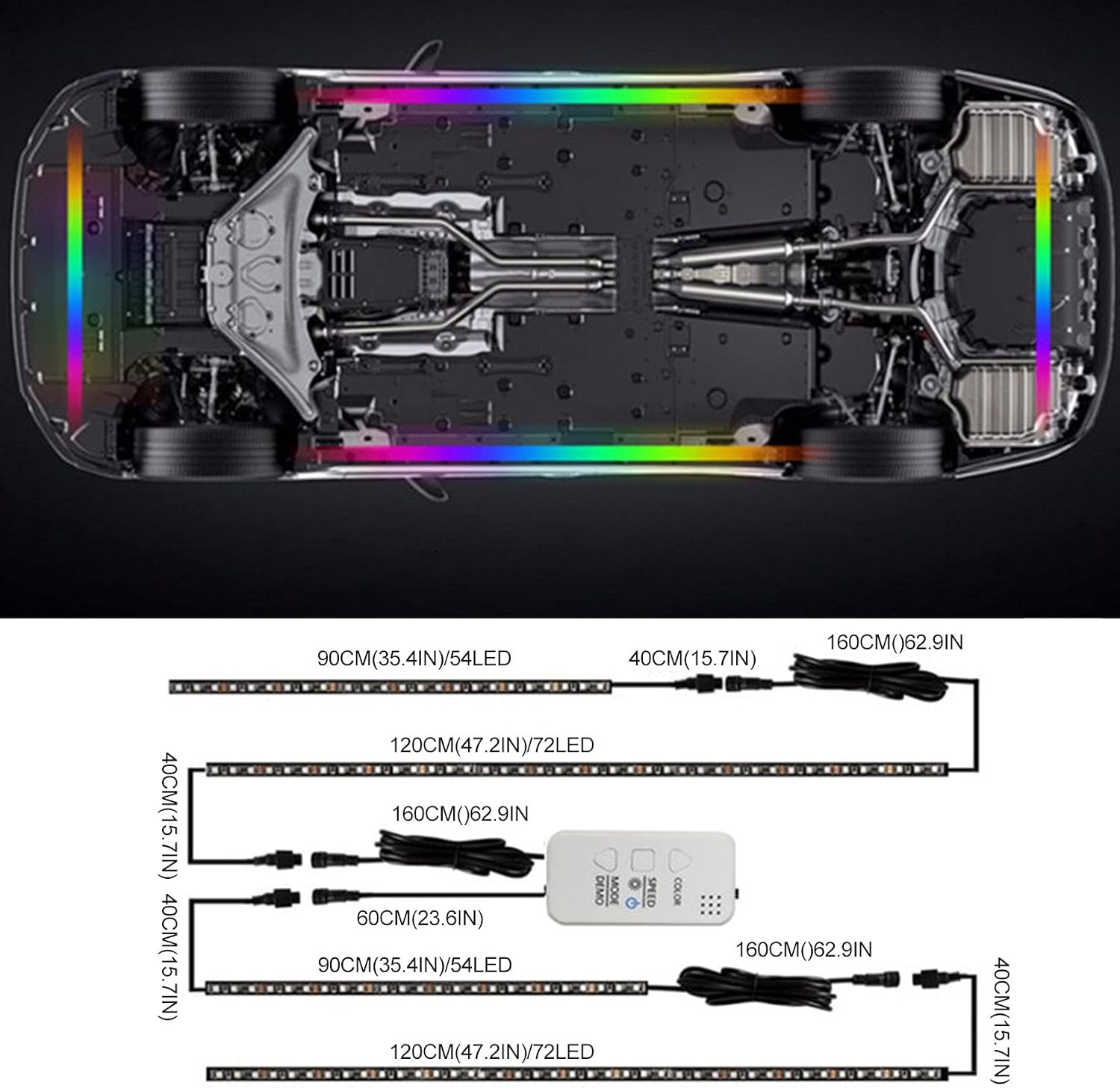 LED Auto Ondervloerlamp 50% Korting | 16 Miljoen Kleuren