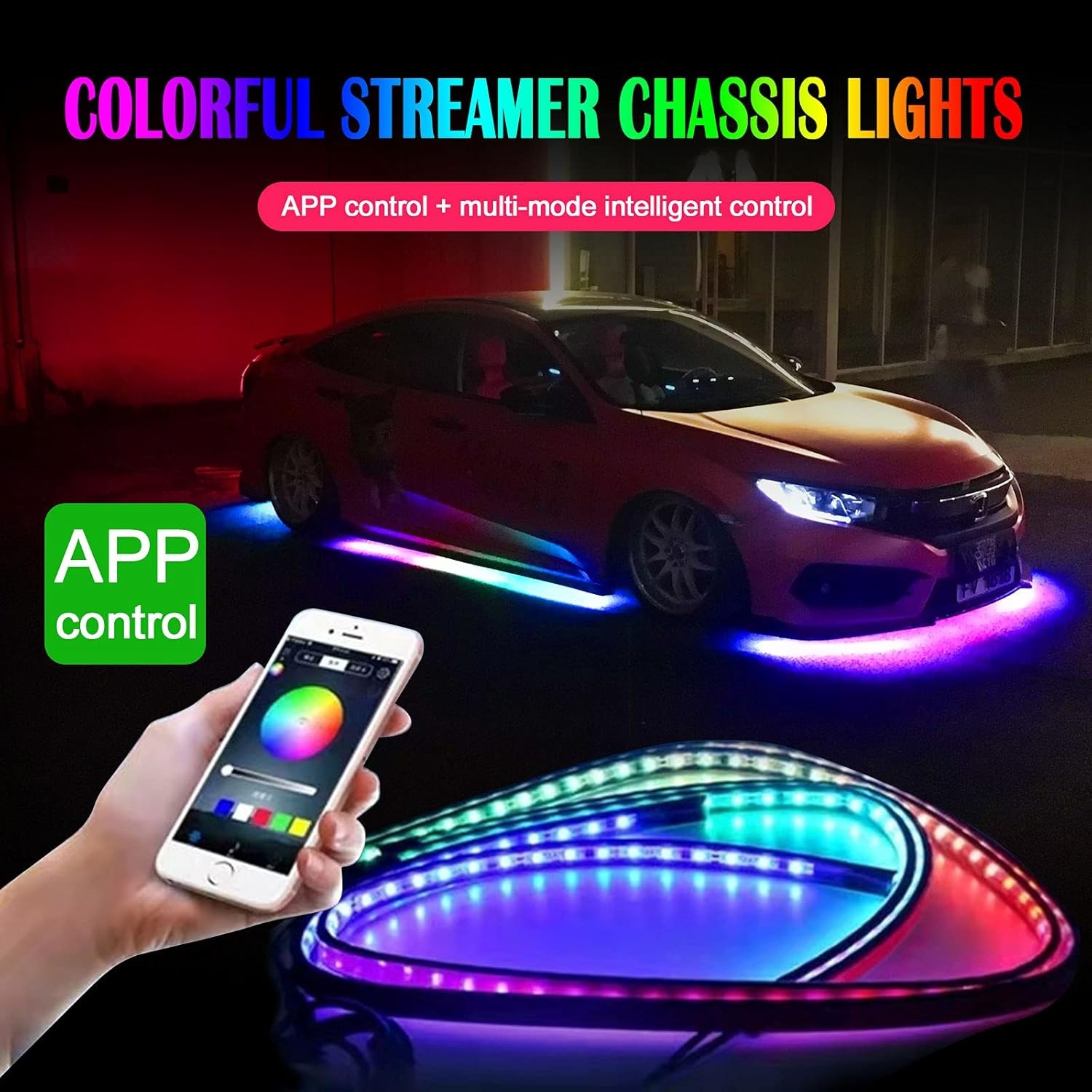 LED Auto Ondervloerlamp 50% Korting | 16 Miljoen Kleuren