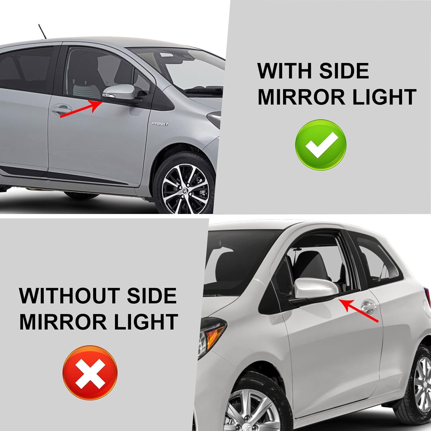 Spiegelkappen Wit ABS voor Toyota Yaris 2012-2019 (40% Korting)