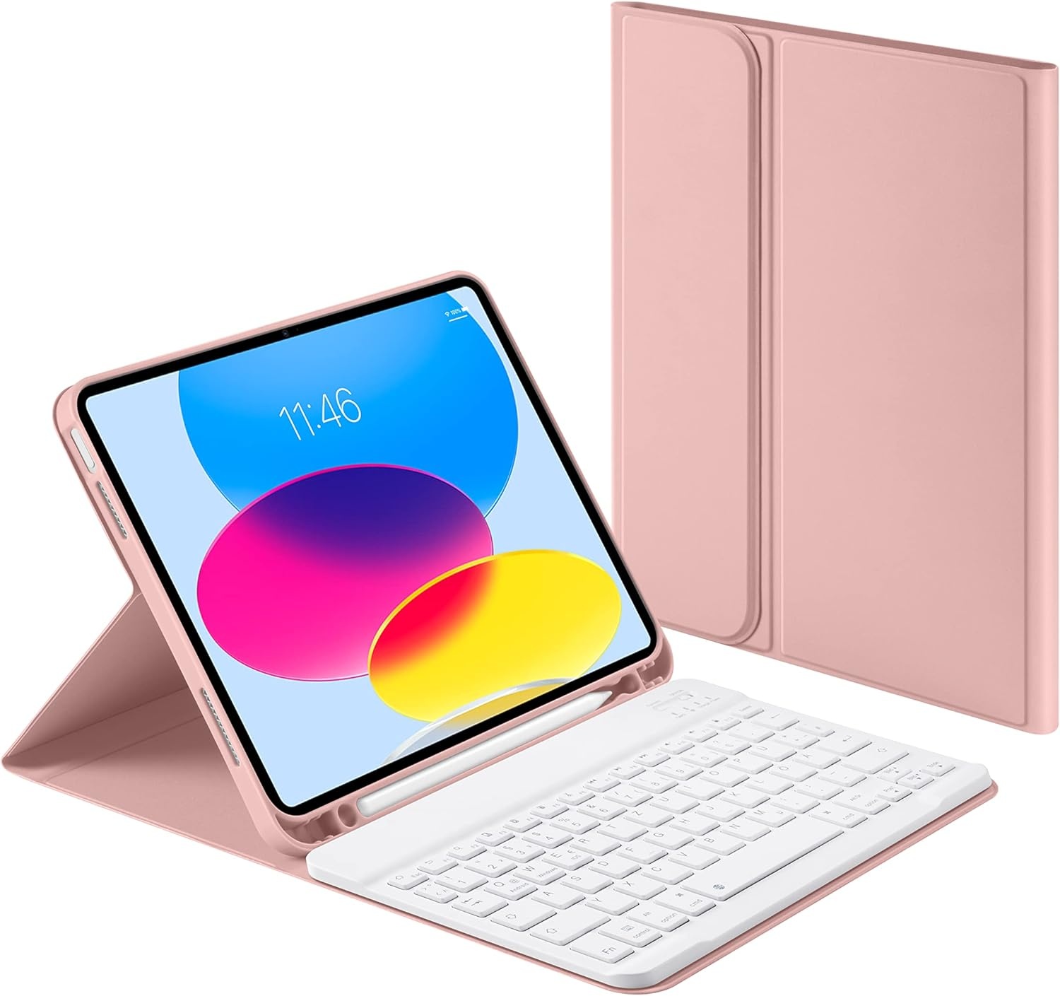 Roze QWERTZ Toetsenbord Case met Penhouder voor iPad 10e Gen (10.9")