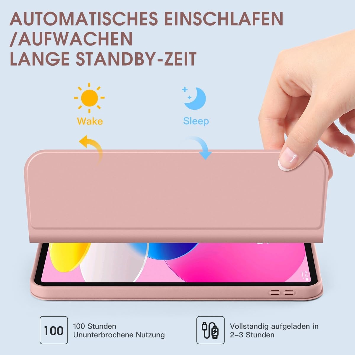 Roze QWERTZ Toetsenbord Case met Penhouder voor iPad 10e Gen (10.9")