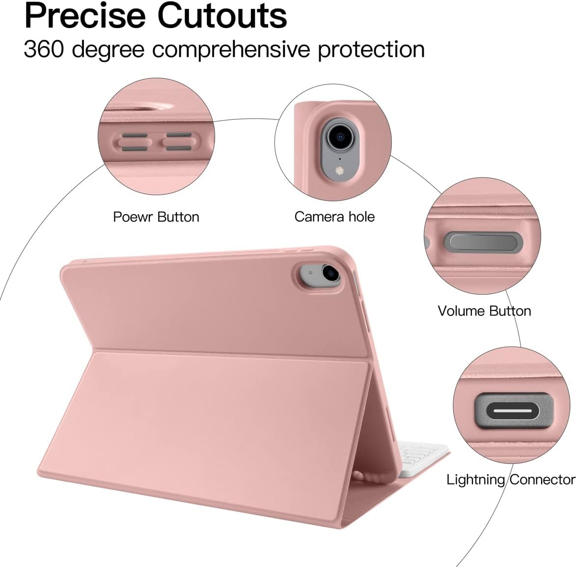 iPad 10e Gen. Roze Toetsenbordhoes - 35% Korting