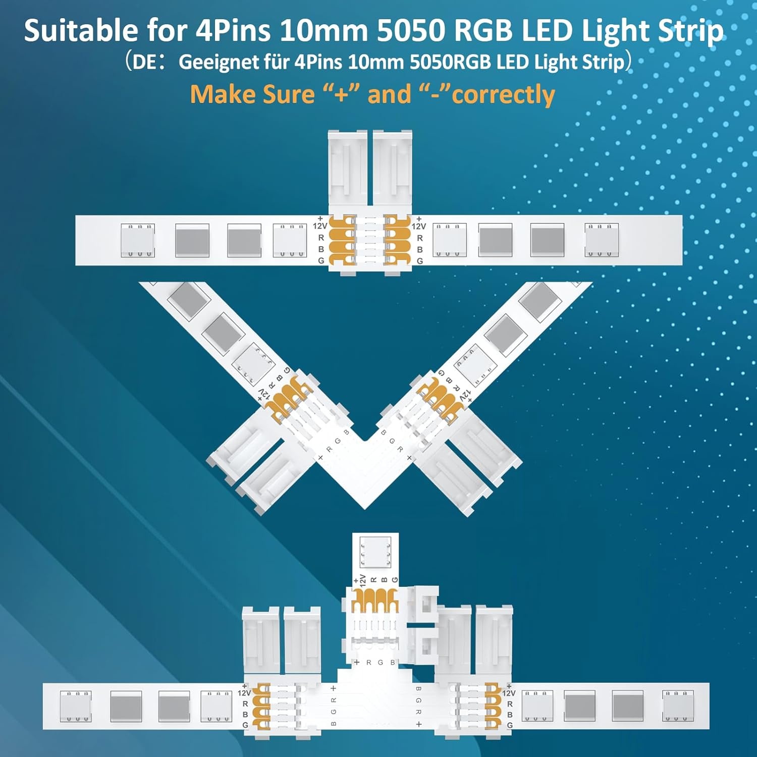 LED Strip Connector Set 37-delig 10mm RGB 5050 - Soldeervrij