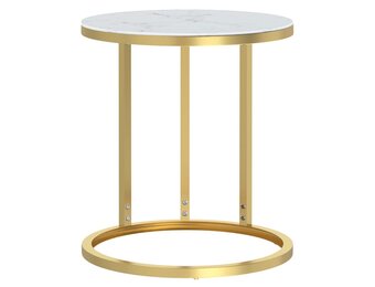 vidaXL Bijzettafel Goud/Witmarmer - 46% Korting!
