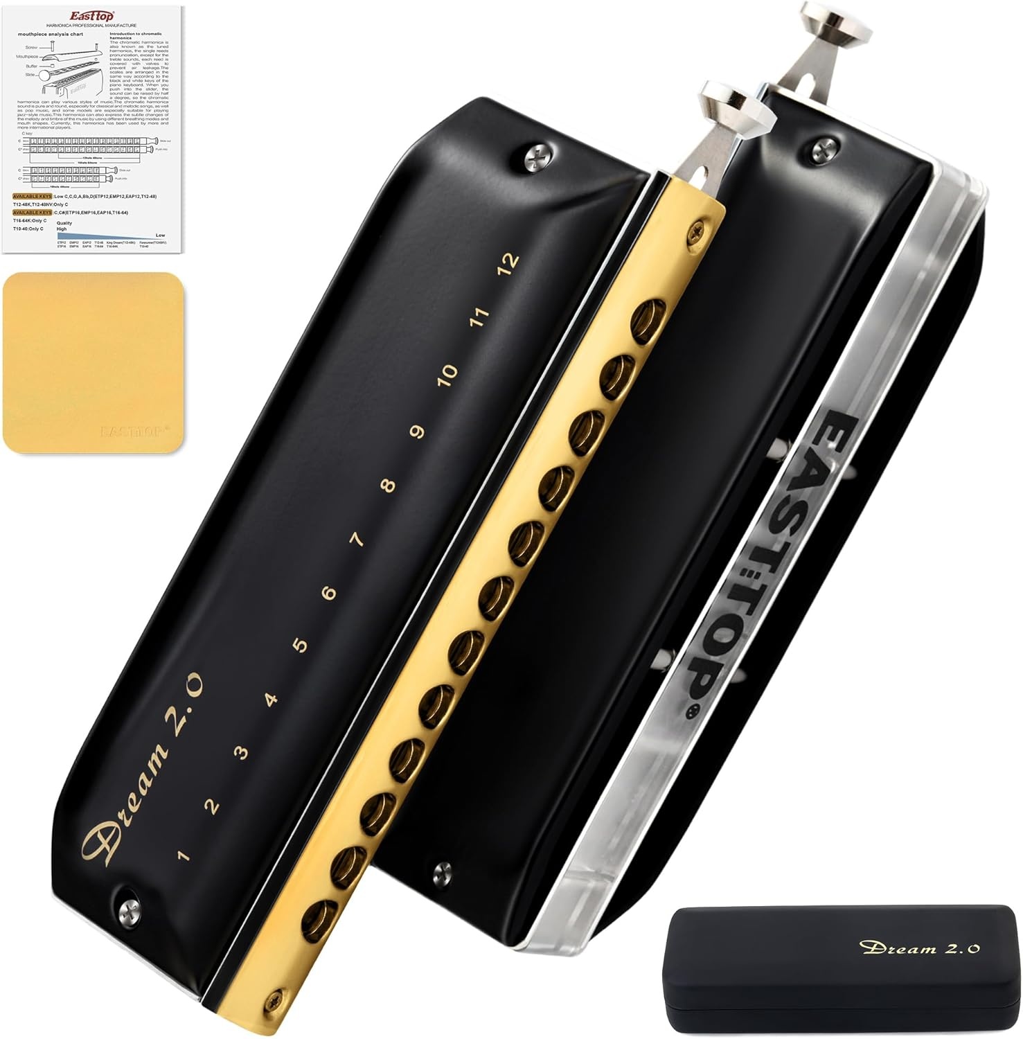 Chromatische Mondharmonica C Zwart - 52% Korting