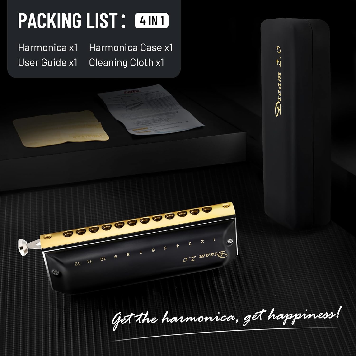 Chromatische Mondharmonica C Zwart - 52% Korting