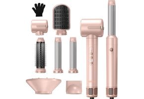 Airstyler 7-in-1 1400W heteluchtborstel met ronde borstel, 30mm krultang (links/rechts) en diffuser