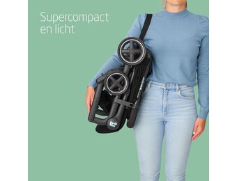 Maxi-Cosi Lara2 Kinderwagen, 0-4 jaar, 0-22 kg, Baby Wandelwagen, Lichte & Compacte Kinderwagen, 3 Ligstanden, Vlakke Ligstand, Automatisch Inklapbaar, Schouderriem, Essential Black