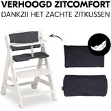 hauck Beta+, White - Meegroeiende Houten Kinderstoel Set Met Wielen En Zitkussen Vanaf 6 Maanden Tot 90 kg Inclusief Groot Eetblad Veiligheidsbeugel 5 Punt Gordel En Kruisriem