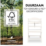 hauck Beta+, White - Meegroeiende Houten Kinderstoel Set Met Wielen En Zitkussen Vanaf 6 Maanden Tot 90 kg Inclusief Groot Eetblad Veiligheidsbeugel 5 Punt Gordel En Kruisriem