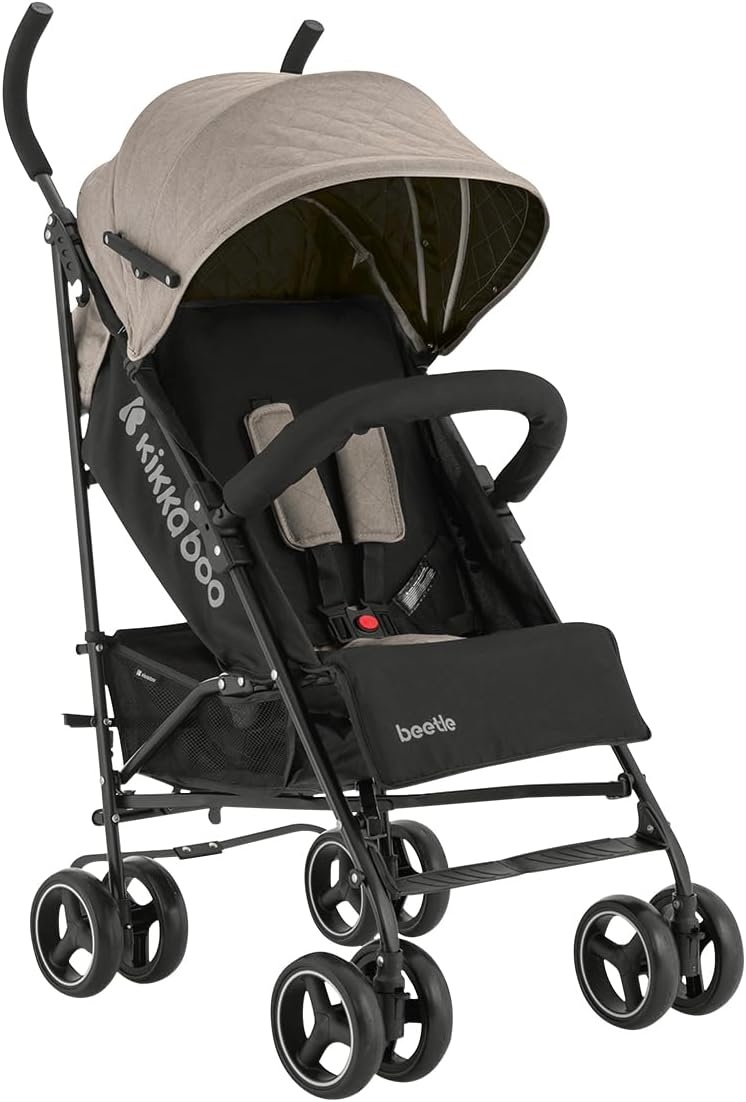 Kikkaboo kinderwagen, stalen frame, mand, afneembare voorwielen, kleuren: bruin