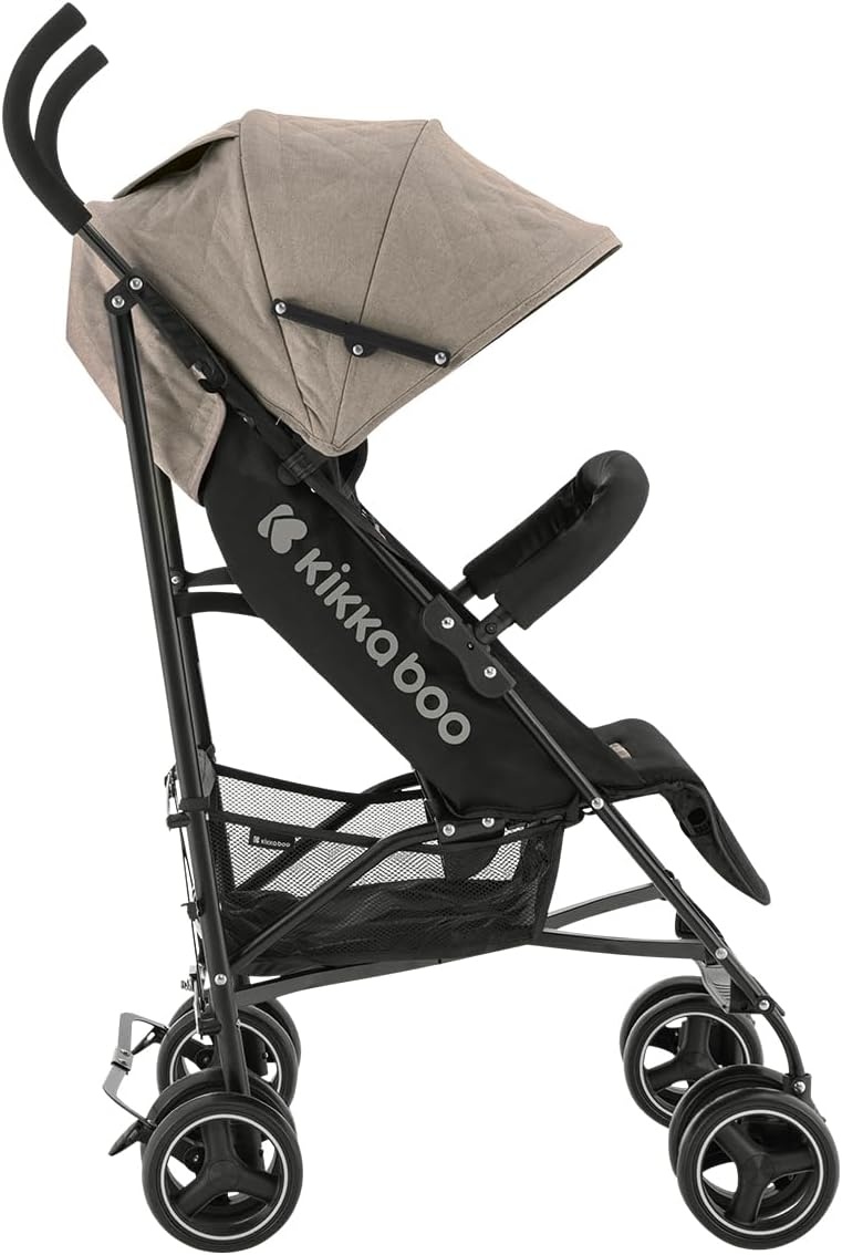 Kikkaboo kinderwagen, stalen frame, mand, afneembare voorwielen, kleuren: bruin
