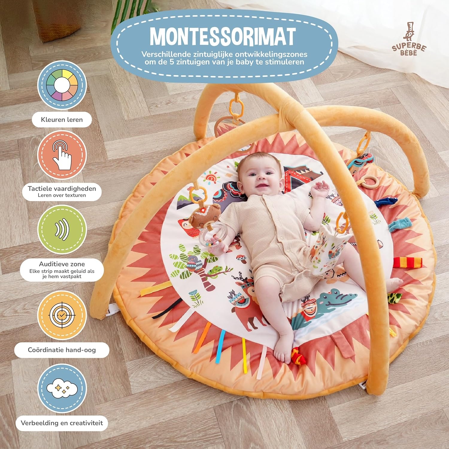 Speelkleed Baby 0-12M | Montessori Speelmat met Boog | 34% Korting