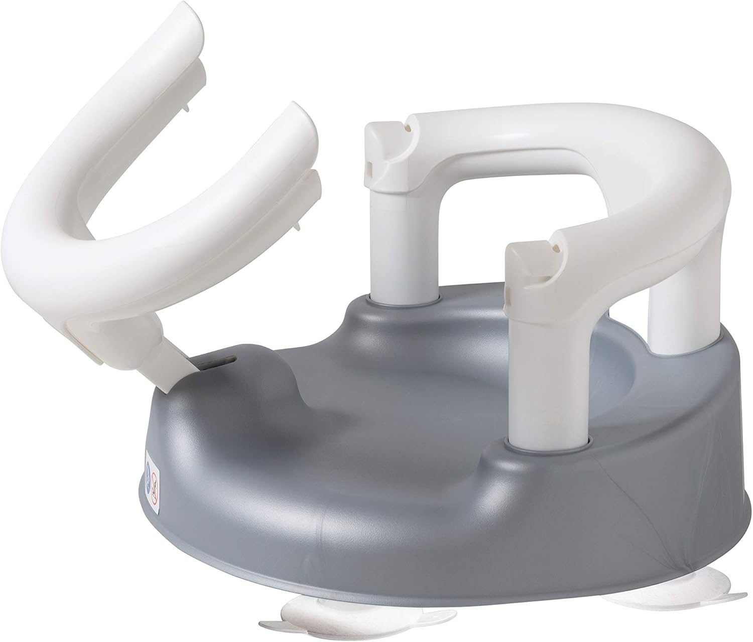 Rotho Babydesign Badzitje, met scharnierende ring en kinderveiligheidsslot, 7-16 maanden, tot 13 kg, BPA-, 35 x 31,3 x 22 cm, parelzilver/wit